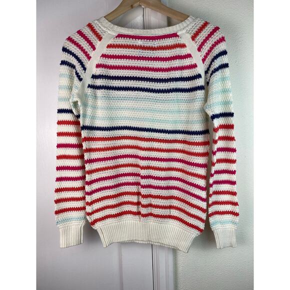 FLG Flashlights Women's 6 Cream Colorful Striped Pullover Sweater - Picture 6 of 7